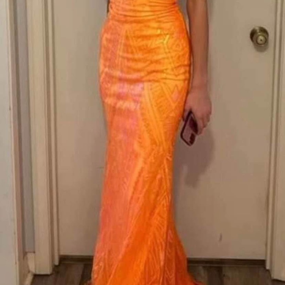 Orange Sweetheart Sleeveless Prom Gown